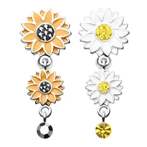 Beach Sunflower Reverse Belly Button Bar